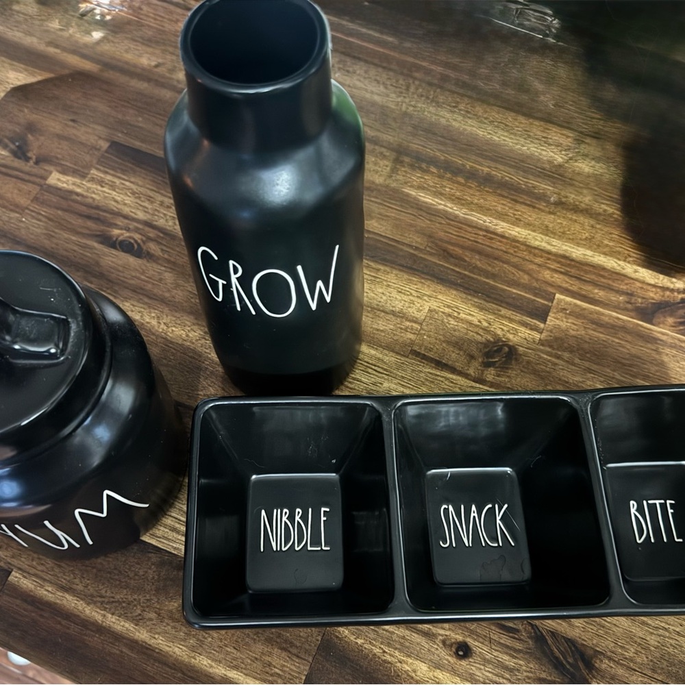 Rae Dunn Black Ceramic Set of 3